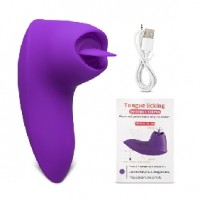 Vibrator with Tongue 12 Speeds Silicone Rechargeable PURPLE